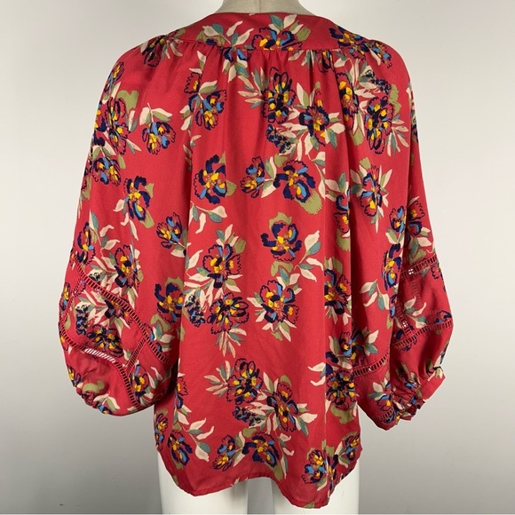 Zach & Rachel Women's Bubble Eye Lit Sleeve Button Down Floral Blouse Medium - Picture 4 of 9